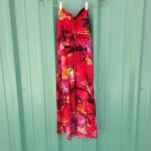 Women's Tropical Hawaiian Luau High Low Halter Midi Dress Size Small Hawaii